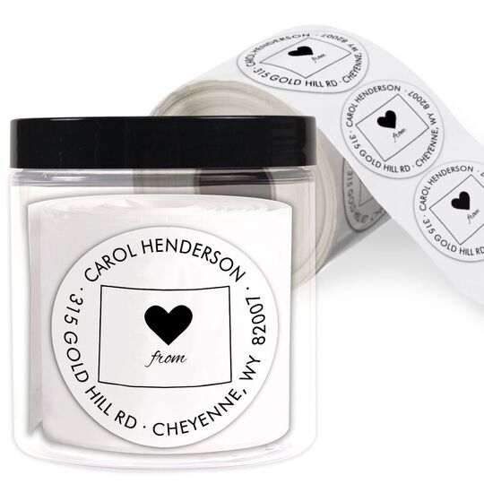 Love from You Round Address Labels in a Jar